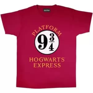 Harry Potter Mens Hogwarts Express T-Shirt (M) (Burgundy/White)