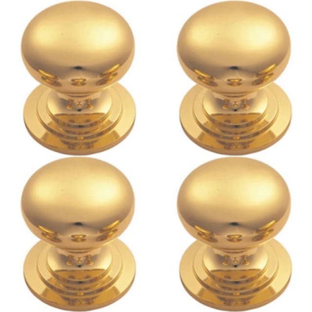 Loops 4x Victorian Round Cupboard Door Knob 32mm Dia Polished Brass Cabinet Handle Metallics unisex