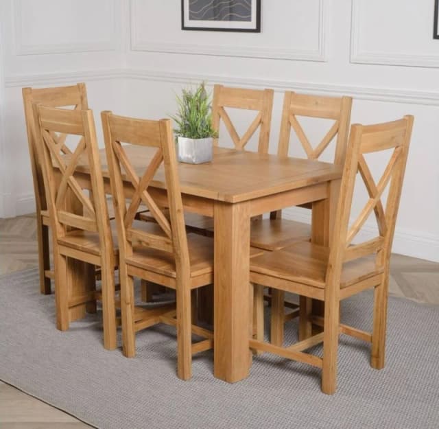 Thats Furniture Hampton 120-160cm Oak Extending Dining Table & 6 Berkeley Chairs in Brown Brown Unisex