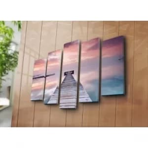 5PATK-151 Multicolor Decorative Canvas Painting (5 Pieces)