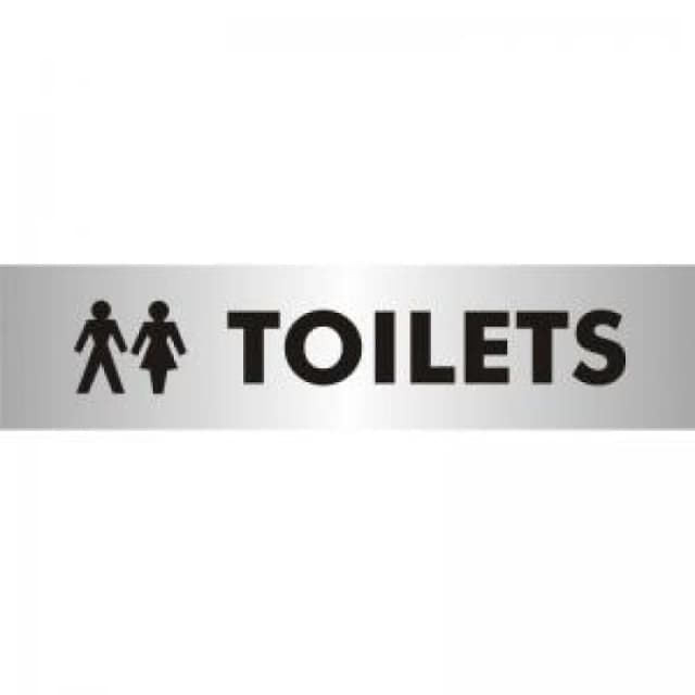 Stewart Superior Seco Sliding Sign TOILETS Reversed Printed Acrylic Door Sign Brushed Aluminium Composite 190 x 45mm - BAC111 BAC111