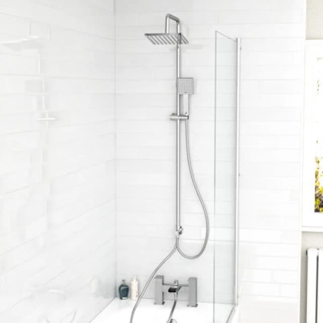 Nes Home Square Shower Waterfall Mixer Tap, Handset & Riser Rail Kit Chrome