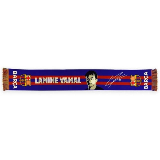 FC Barcelona Mens Lamine Yamal Stripe Scarf in Dark Blue Dark Blue Male One Size