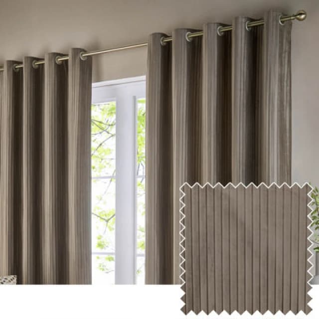 Paoletti Paoletti Corinthian Velvet Room Darkening Eyelet Curtains in Light Brown Size: 117cm width x 137cm drop Light Brown 117cm width x 137cm dro