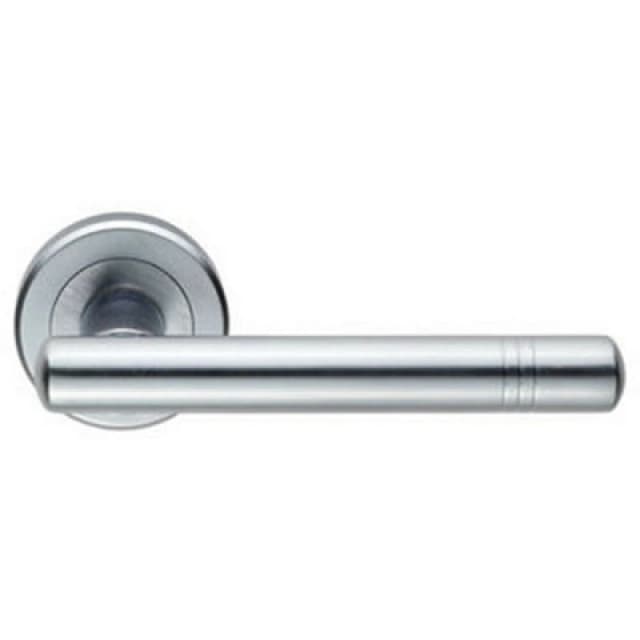 Loops PAIR Round T Bar Handle with Ringed Design Concealed Fix Satin Chrome Multi