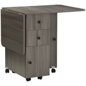 Folding Dining Table, Rolling Kitchen Table With Storage Drawers