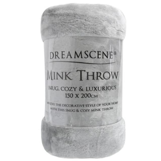 OHS OHS Luxury Faux Fur Large Mink Fleece Throw Blanket in Light Grey Size: 200cm x 240cm Light Grey 200cm x 240cm Unisex 5027434083831