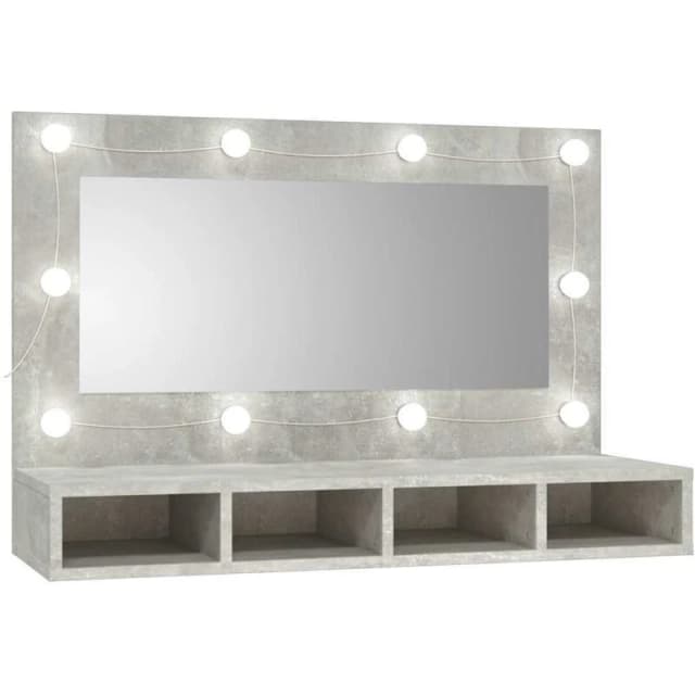 vidaXL Mirror Cabinet with LED Concrete Grey 90x31.5x62 cm, Grey 808895