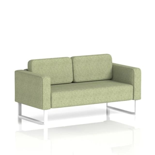 Brixworth Office Sofa 2 Seater with White Legs in Rivet Fabric - Burnish
