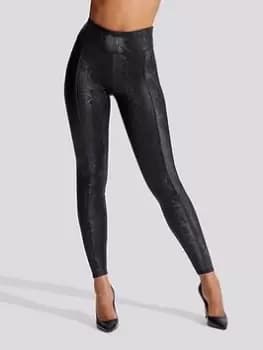 Ann Summers Hosiery Pu Snake Seamed Leggings - Black Size M Women