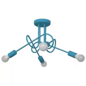 Oxford Multi Arm Semi Flush Ceiling Light Turquoise 44cm