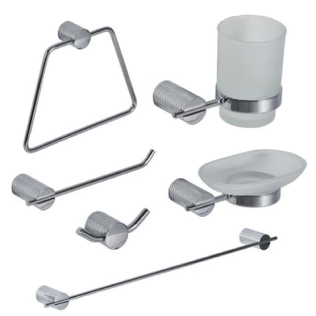 Showerdrape Vitality Chrome Stainless Steel Wall Mounted 6 Piece Bathroom Accessory Set Metallic Silver