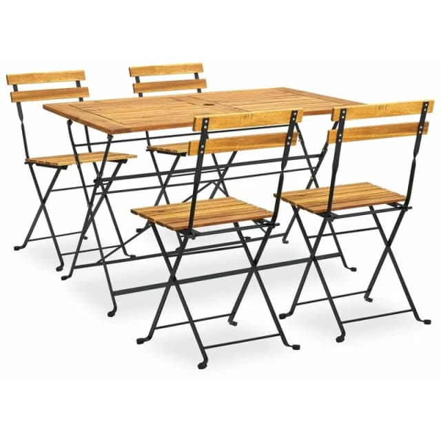 VIDAXL 5 Piece Folding Outdoor Dining Set Solid Acacia Wood Vidaxl 8720286206263
