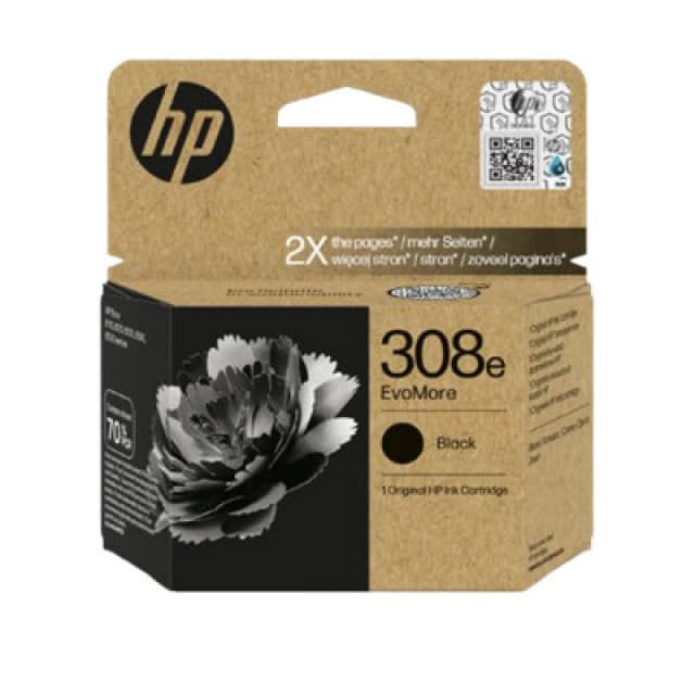 HP 308e EvoMore Black High Capacity Ink Cartridge - 7FP22UE (Original)