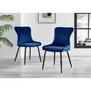 Furniture Box 2x Nora Blue Velvet Black Leg Dining Chairs