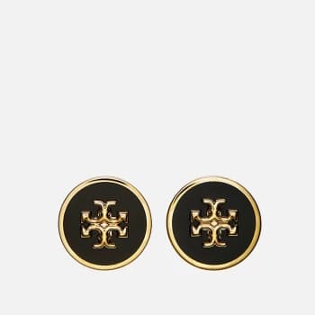 Tory Burch Womens Kira Enamel Circle-Stud Earring - Tory Gold/Black