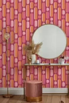 Envy Morse Neutrals Pink Geometric Wallpaper
