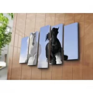 5PATK-119 Multicolor Decorative Canvas Painting (5 Pieces)