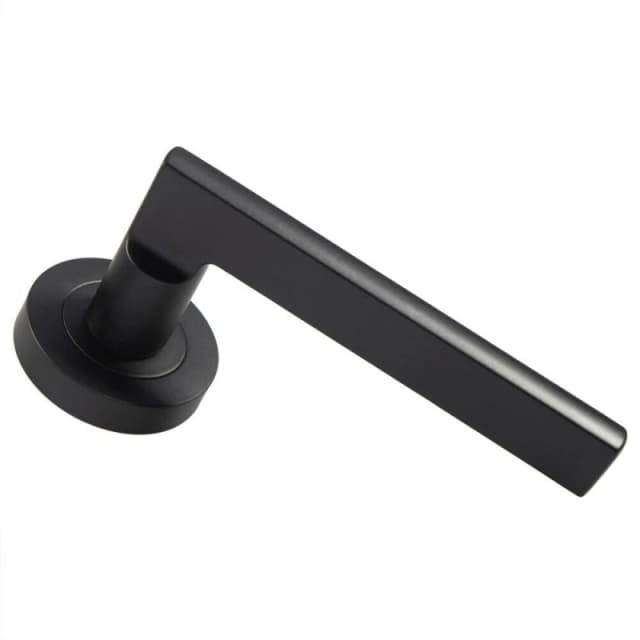 Loops PAIR Straight Plinth Mounted Handle on Round Rose Concealed Fix Matt Black Black