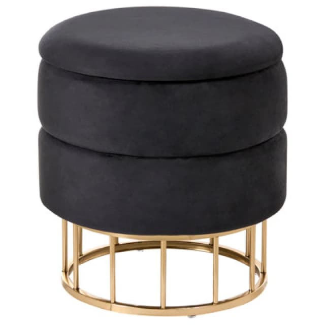 Beliani Storage Pouffe Elgin Velvet Black