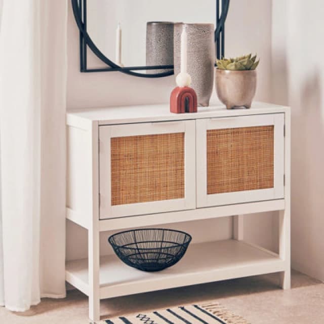 Interiors by PH Rattan door Side Cabinet, White 2406553