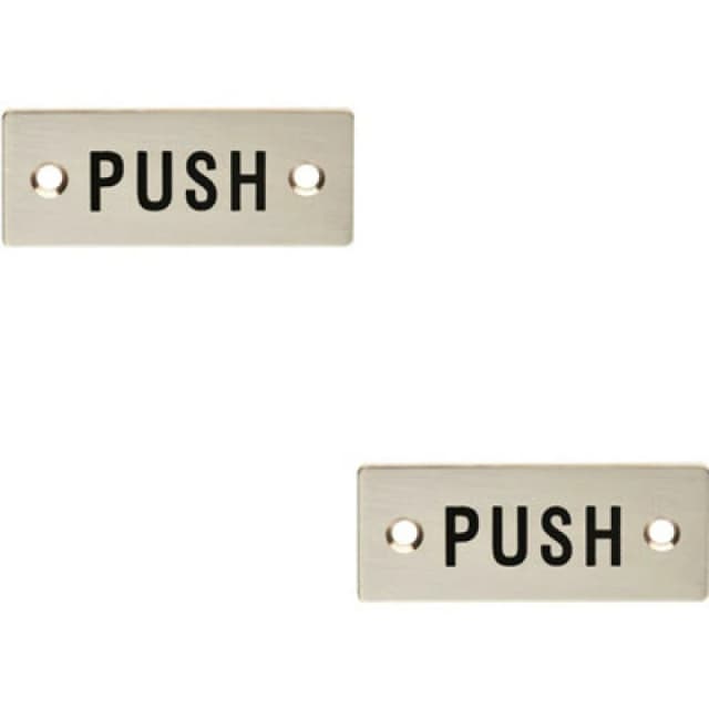 Loops 2x Rectangular Door Push Sign 75 x 30mm Satin Stainless Steel Door Plate Metallics