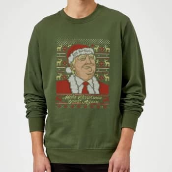 Make Christmas Great Again Mens Green Christmas Sweatshirt - L - Green