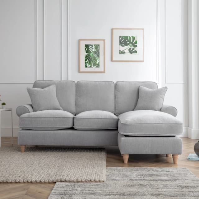 The Great Sofa Company Ezra Right Hand Chaise Sofa Manhattan Ice in Light Grey Light Grey Unisex