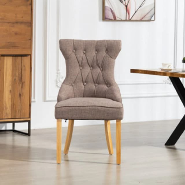 Tiana Fabric Dining Chairs - Set Of 2 - Dark Brown