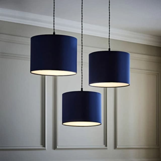 ValueLights Torbery Set of 3 Ceiling Pendant Light Lamp Shades Navy