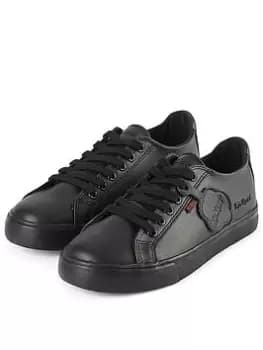Kickers Tovni Leather Lace Plimsoll - Black, Size 6 Older