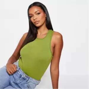 I Saw It First Rib Racer Neck Bodysuit - Green
