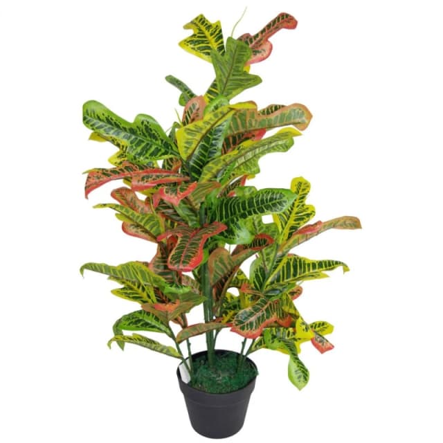 Leaf 90cm Artificial Codiaeum Multicoloured House Plant - Large Orange unisex