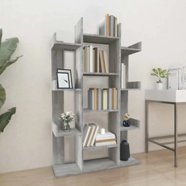 Vidaxl Book Cabinet Grey Sonoma 86X25.5X140 Cm Engineered Wood, Grey 816003