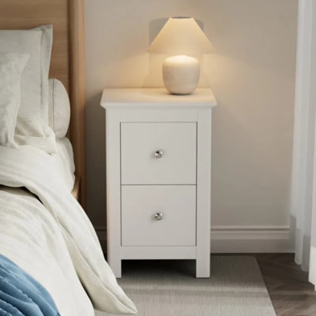 Core Nairn 2 Drawer Small White Bedside Table