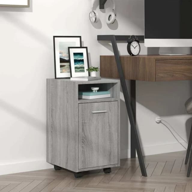 VIDAXL Side Cabinet with Wheels Grey Sonoma 33x38x60cm Engineered Wood Vidaxl 8720286955963
