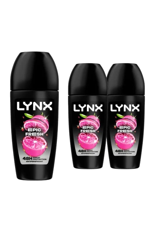 Lynx Epic Fresh 'Anti Perspirant Roll On' 50ml 3 Pack Pink male