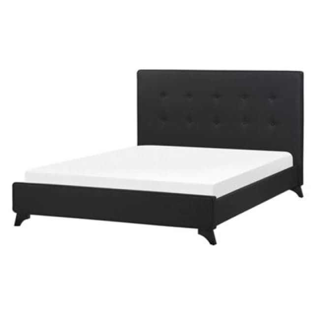 Beliani Bed Fabric Ambassador 140 X 200 Cm (Eu Double) Black