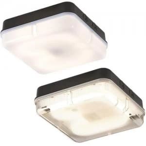 KnightsBridge 28W IP65 Square Bulkhead with Black Base - Opal Diffuser