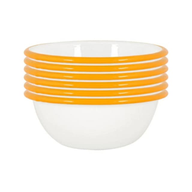 Argon Tableware White Enamel Bowls - 16Cm - Yellow - Pack Of 6