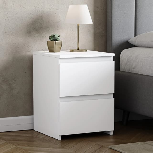 Lassic Vida Designs Denver 2 Drawer Large Bedside Chest White unisex 2 Drawer