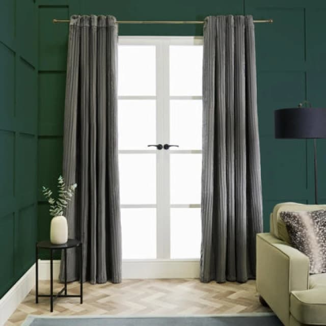 OHS OHS Ribbed Fleece Thermal Curtains Insulated Eyelet Blackout in Grey Size: 168cm width x 183cm drop Grey 168cm width x 183cm drop Unisex 5027434