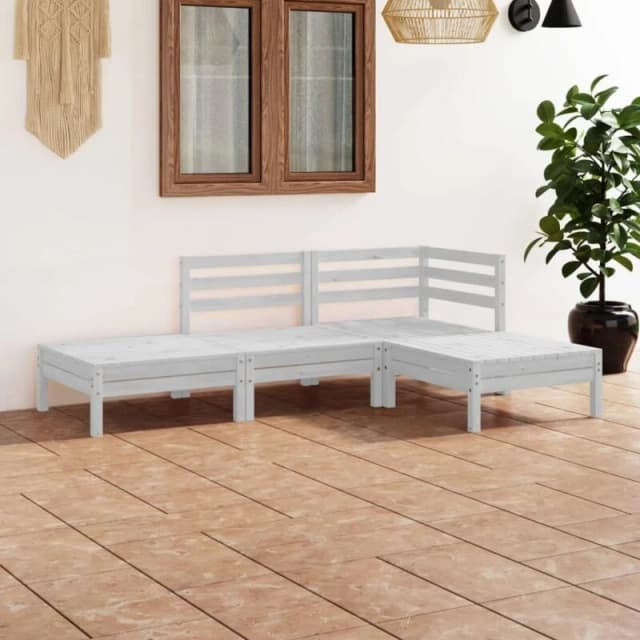 VIDAXL 4 Piece Garden Lounge Set White Solid Pinewood Vidaxl 8720286685006