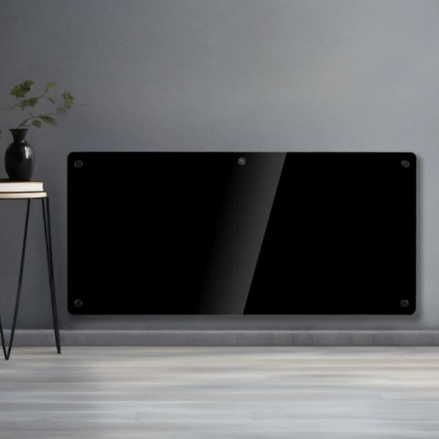 Electric Glass Panel Heater Wall Mounted 1500W Thermostat And Timer - Black GPH15B