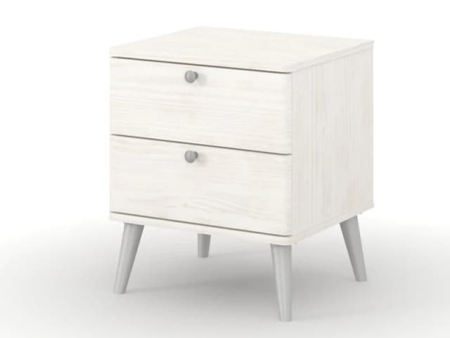 Core Augusta Curve White 2 Drawer Bedside Table