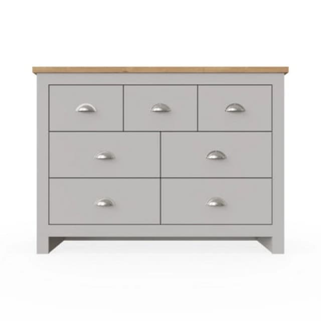 Timber Art Design Lisbon Light Grey Bedroom Chest Of Drawers 3+4 7 Drawer Storage Cabinet Furniture
