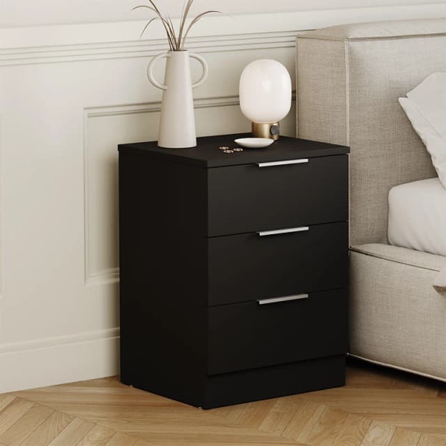 Lassic Trega 3 Drawer Bedside Chest Black unisex 3 Drawer
