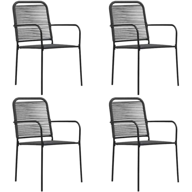 VIDAXL Garden Chairs 4 pcs Cotton Rope and Steel Black Vidaxl 8720286090183