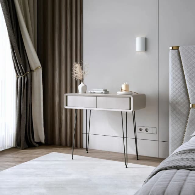 CARME HOME Piper Mocha 2 Drawers Dressing Table in Brown Brown Unisex