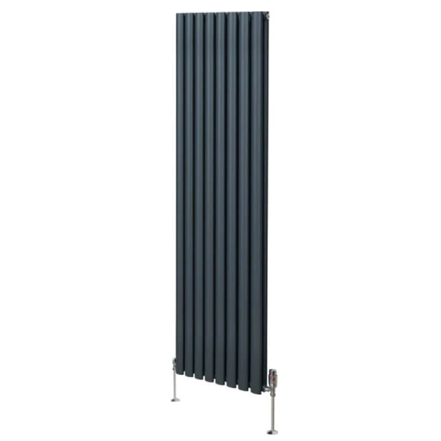 Monstershop Oval Column Radiator & Valves - 1800Mm X 480Mm - Anthracite Grey 10762